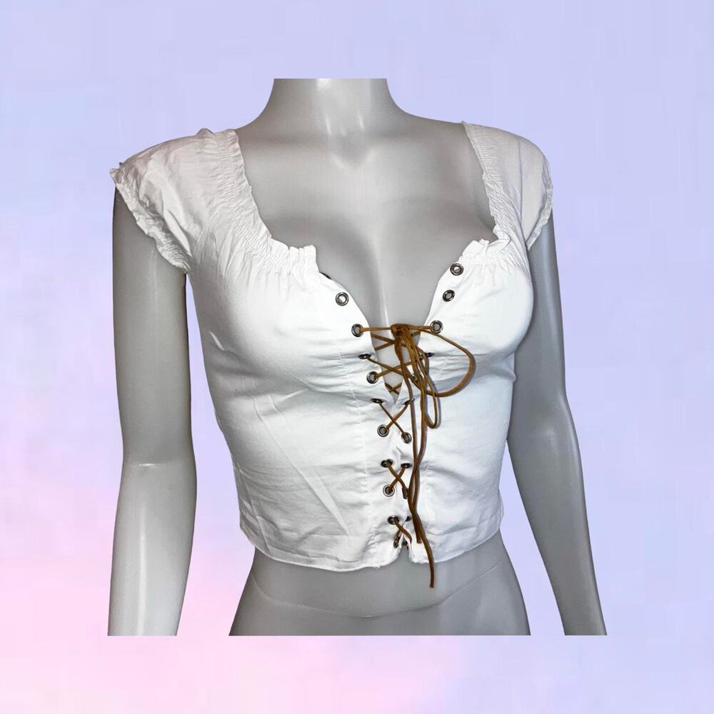Vintage 90s y2k white lace corset top